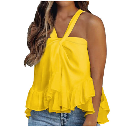 Women's Fashion Halter Ruffled Sleeveless Top