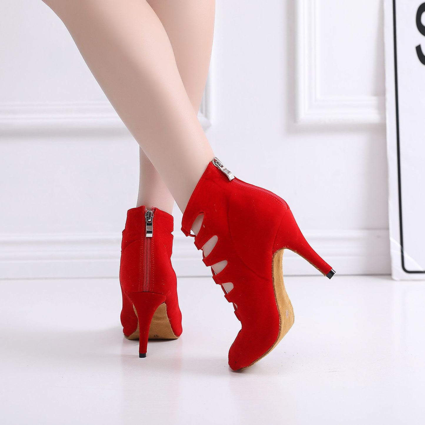 Women's Soft Bottom Red Short Peep Toe High Heels