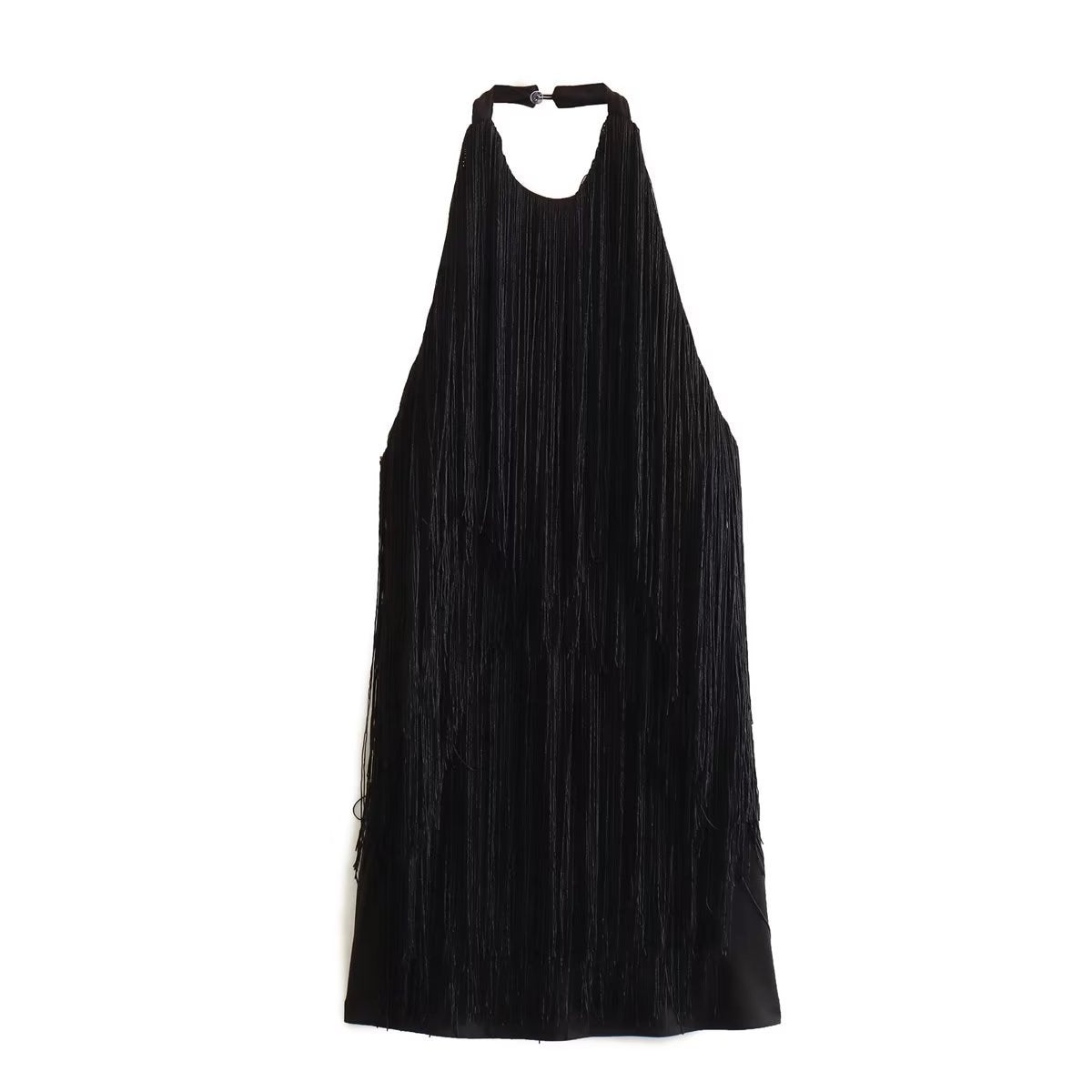 Graceful And Fashionable Halter Sleeveless Tassel Skirt Dress