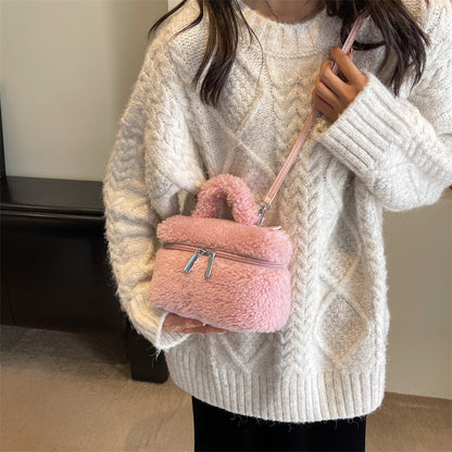 Autumn And Winter Lamb Wool Niche Popular Women's Bags Plush Portable