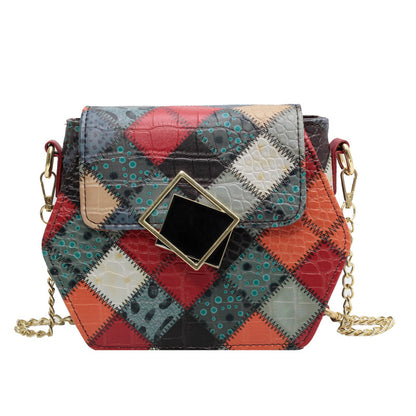 Stylish Textured Stitching Chain Small Square Bag