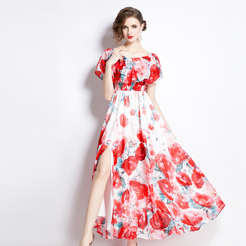 Summer Split Chiffon Dress Women