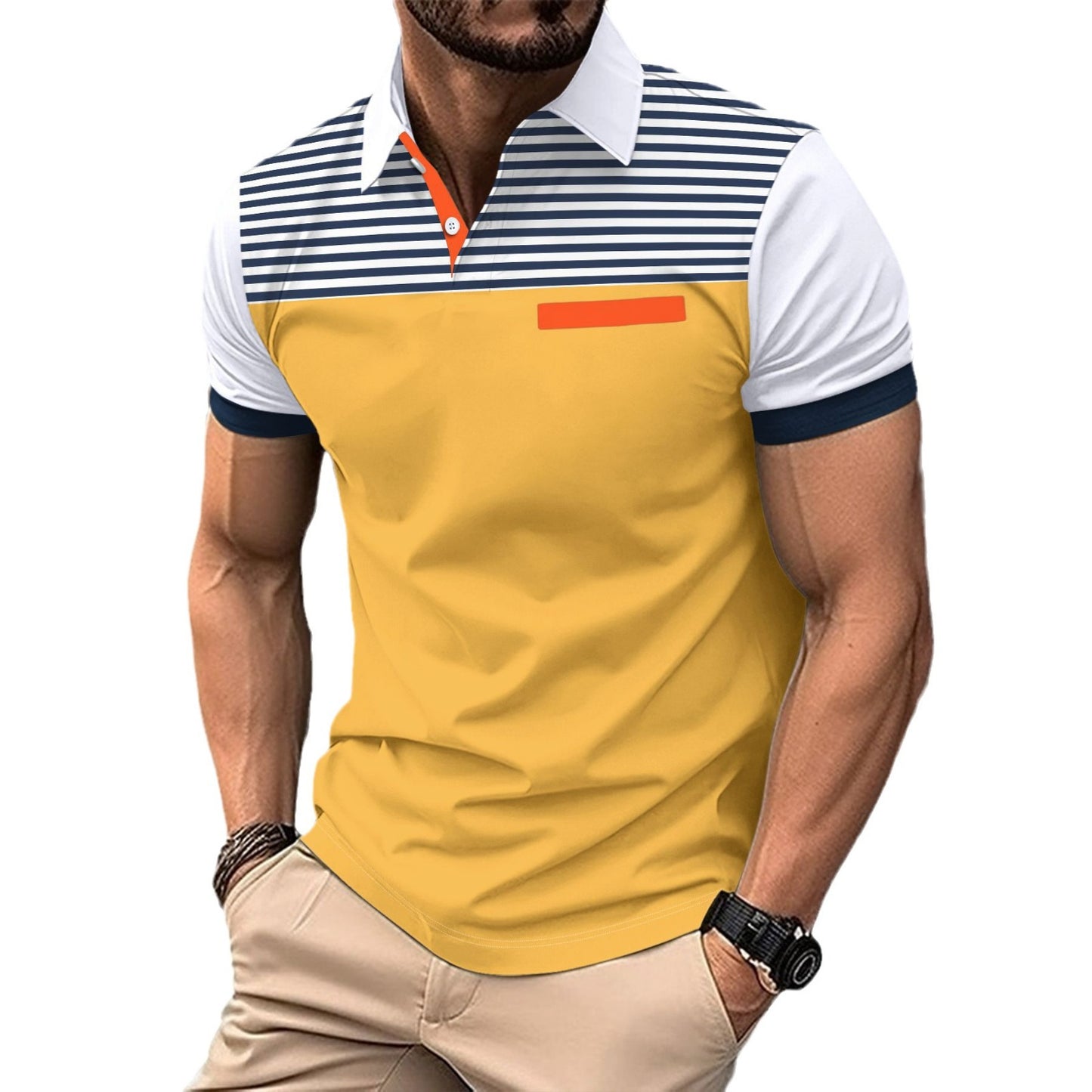 Men's Summer Stripes Printed Casual Short Sleeve