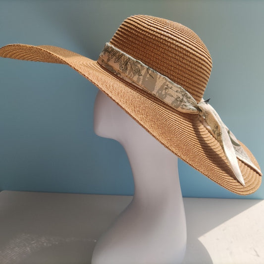 Brim Full Cover Face Hat Non-printed Beach Vacation High Sense Ribbon Decoration