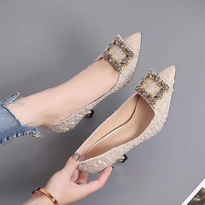 Women's Pointed-toe Fashion Stiletto Rhinestone High Heels