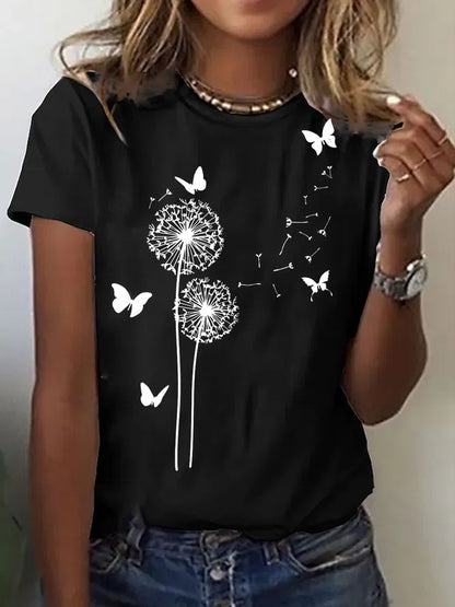 Women's Fashion Casual Round Neck Loose T-shirt