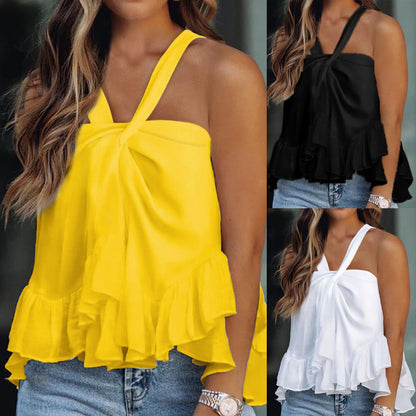 Women's Fashion Halter Ruffled Sleeveless Top