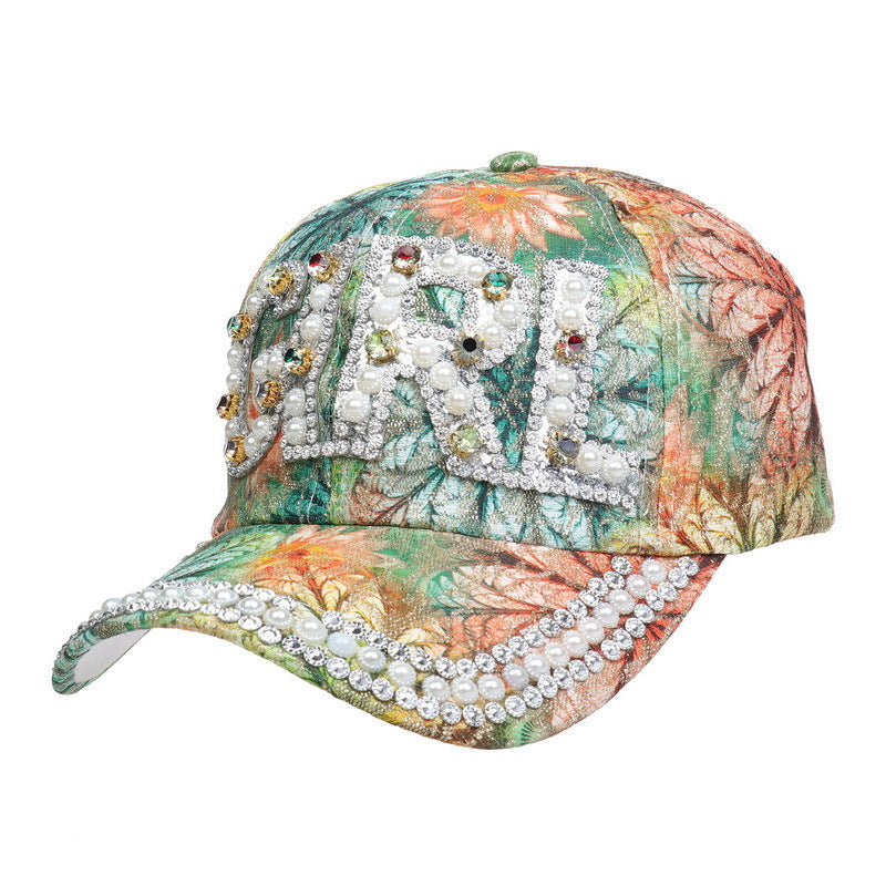 Sequined Diamond Baseball Cap Letter Sun-proof Diamond