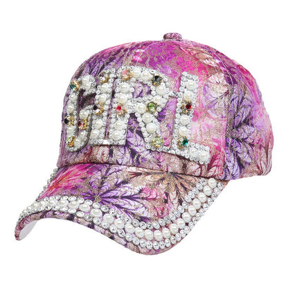 Sequined Diamond Baseball Cap Letter Sun-proof Diamond