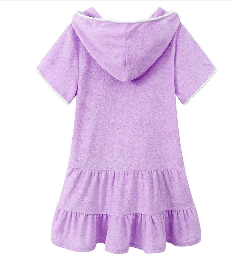 Girl's Swimsuit Hooded Blouse Beach Dress