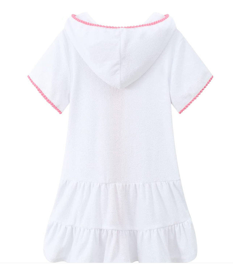 Girl's Swimsuit Hooded Blouse Beach Dress