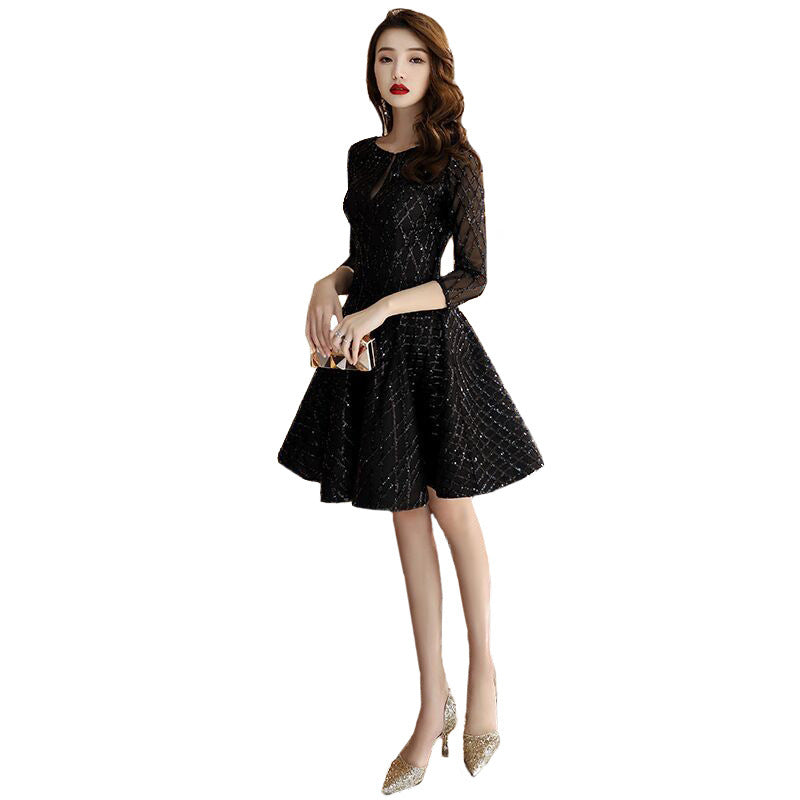 Women's Black Dinner Party Cocktail Party Birthday Party Dress Small Dress Short Socialite