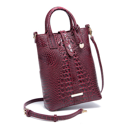 Women's Retro Multi-color Concave-convex Crocodile Pattern Shoulder Bag