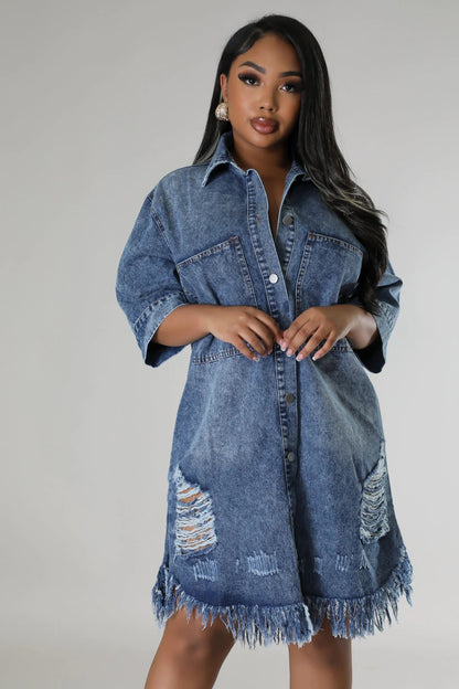 Women's Fashion Denim Long Dress