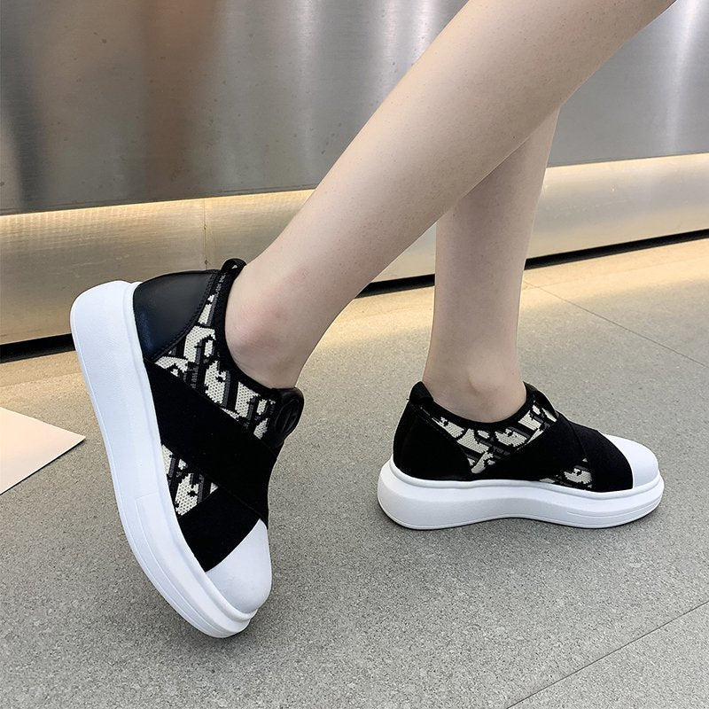 Board Shoes Female All Match Thick Sole Heightening Shoes Casual Small White Shoes Female