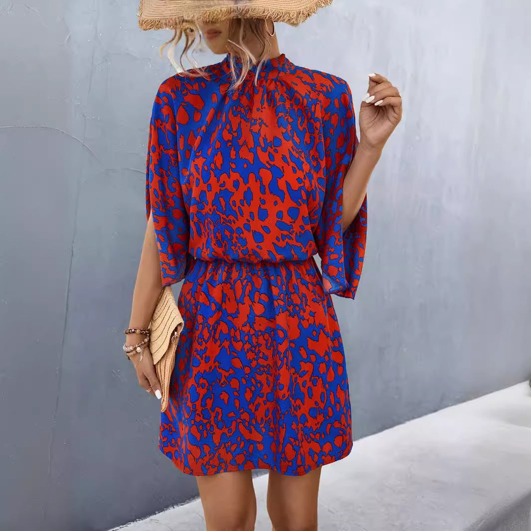 Women's Fashion Irregular Sleeve Printing Dress