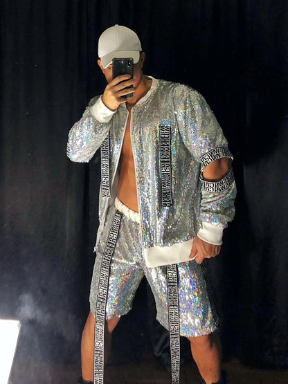 Men's Sequin Hip-hop Baseball Uniform Set