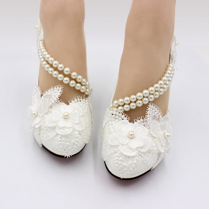 3D Floral White High Heels