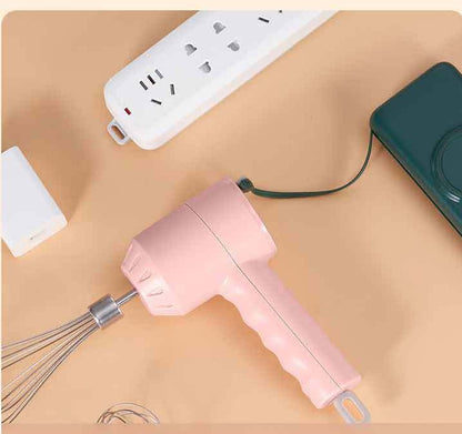 Portable Mini Wireless Electric Egg Beater HandHeld USB Rechargeable Food Mixer Milk Frother 3 Speed Cream Food Cake Mixer