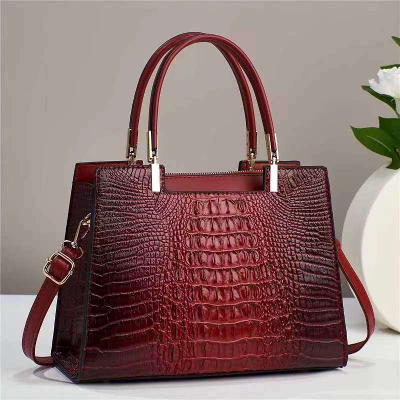 Women's Fashion Casual Crocodile Pattern Large Capacity Handbag