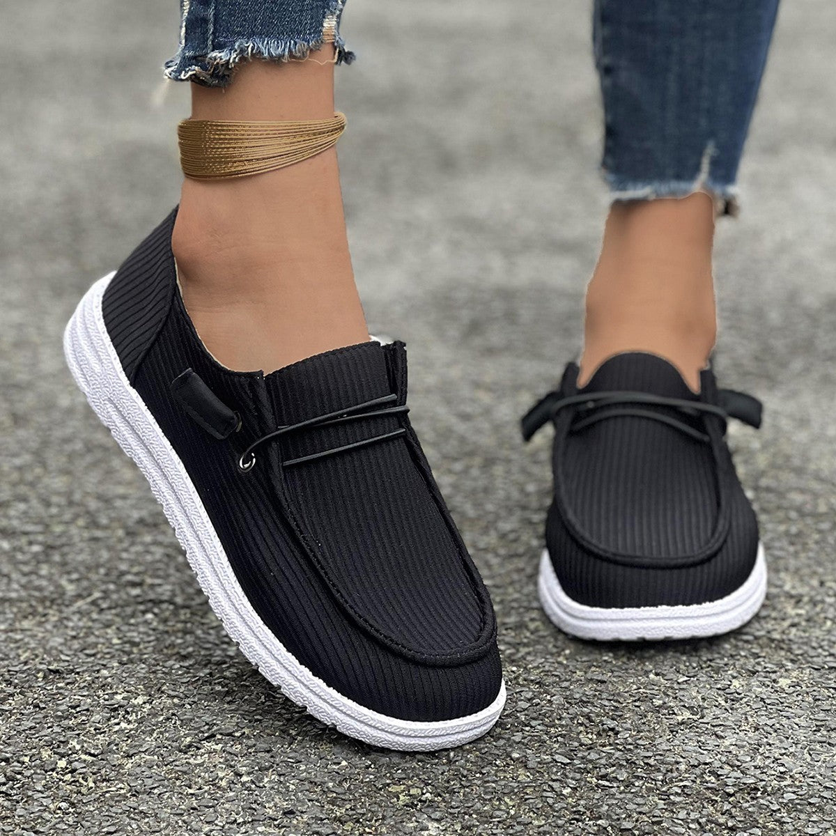 Women's European And American Flat Bottom Slip On Low-top Casual Shoes