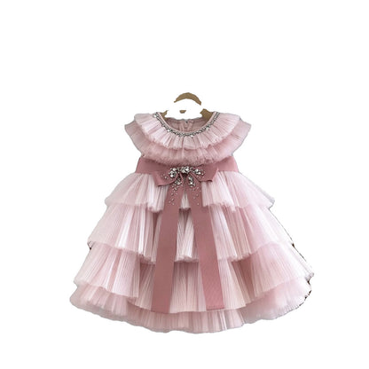 Girl's Birthday Bow Tulle Tutu Dress