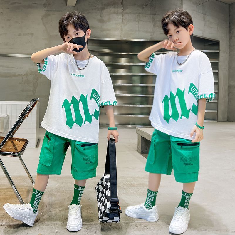 Clothes Handsome Trendy Short Sleeve Children's Clothing Summer Two-piece Suit