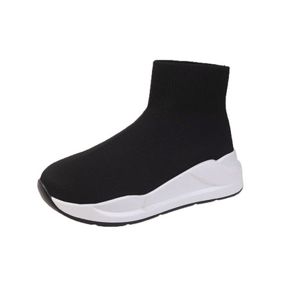 Women's New Thick Bottom Round Head Flying Socks Boots