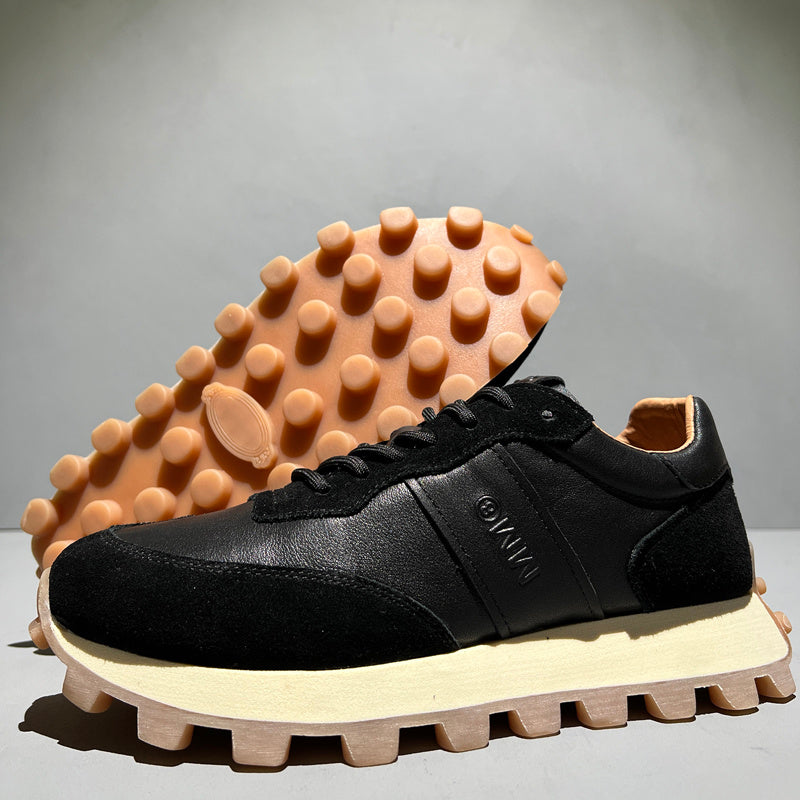 Mens Fashion Lace-up Head Leather Thick-soled Sports Shoes