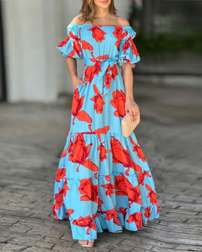 Women's Elegant Fashion Wide Hem Printed Dress