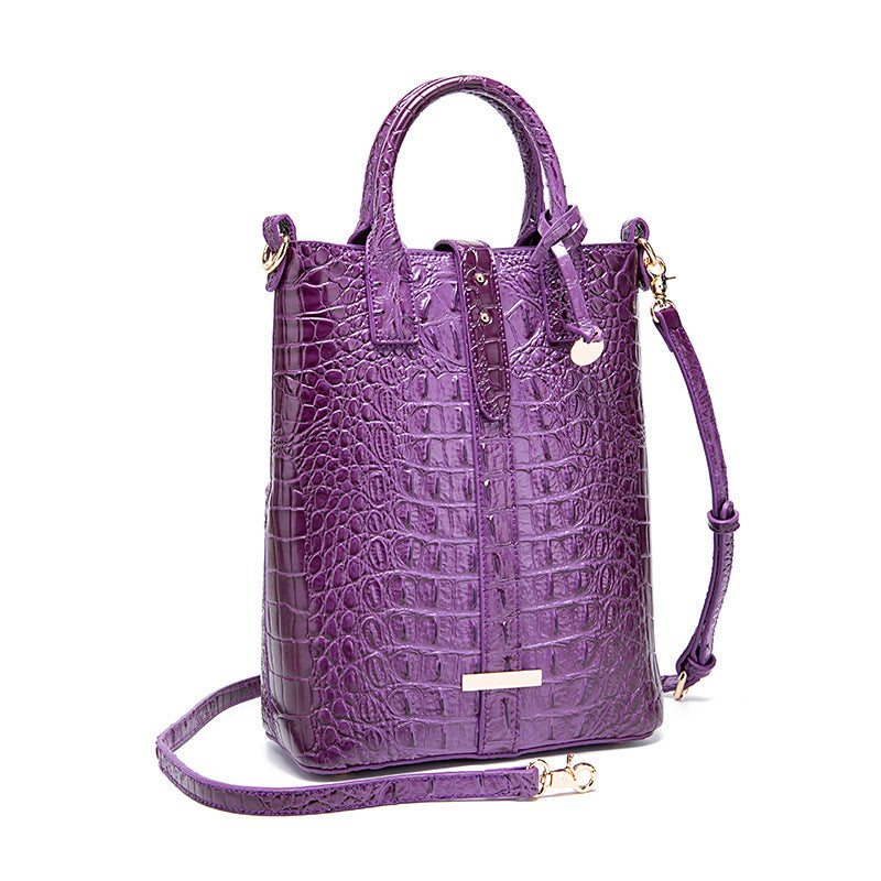 Women's Retro Multi-color Concave-convex Crocodile Pattern Shoulder Bag