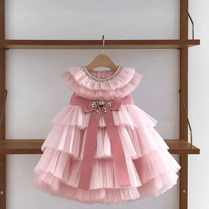 Girl's Birthday Bow Tulle Tutu Dress